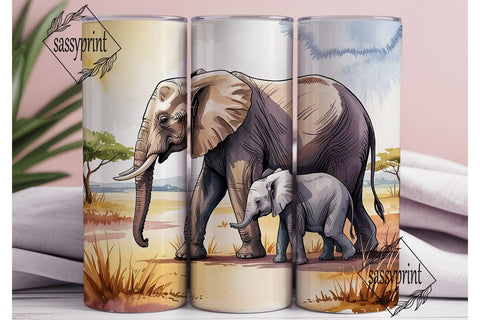 Elephant Family 20oz Tumbler Wrap Sublimation sassyprint 