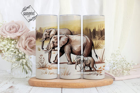 Elephant Family 20oz Tumbler Wrap Sublimation sassyprint 