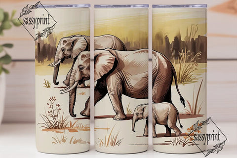 Elephant Family 20oz Tumbler Wrap Sublimation sassyprint 