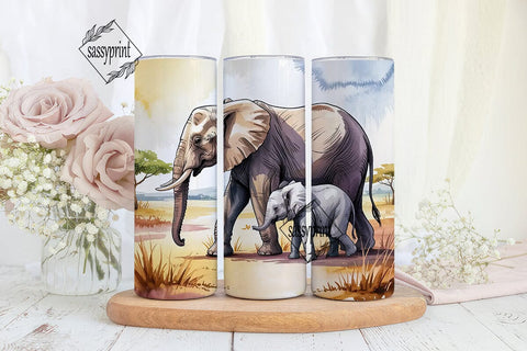 Elephant Family 20oz Tumbler Wrap Sublimation sassyprint 