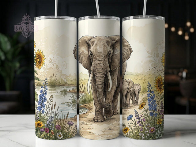 Elephant Family Floral 20oz Tumbler, Elephant Family, Floral Tumbler, Elephant Tumbler, 20oz Tumbler, Family Tumbler, Cute Elephant, Tumbler Wrap Sublimation SvggirlplusArt 