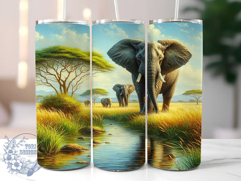 Elephant Family Safari Tumbler Wrap, Elephant Family, Tumbler Wrap, Sublimation Design, Animal Love, Wildlife Art, Family Gift, Safari Decor Sublimation ToriDesigns 