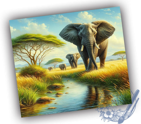 Elephant Family Safari Tumbler Wrap, Elephant Family, Tumbler Wrap, Sublimation Design, Animal Love, Wildlife Art, Family Gift, Safari Decor Sublimation ToriDesigns 