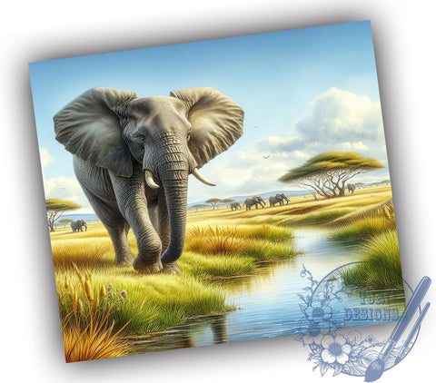 Elephant Family Safari Tumbler Wrap, Elephant Family, Tumbler Wrap, Sublimation Design, Animal Love, Wildlife Art, Family Gift, Safari Decor Sublimation ToriDesigns 