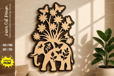 Elephant Floral Art laser Cut svg Cutting file SVG Regulrcrative 