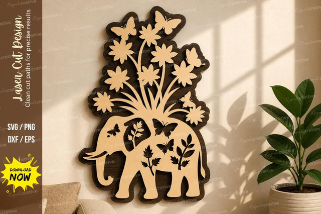 Elephant Floral Art laser Cut svg Cutting file SVG Regulrcrative 