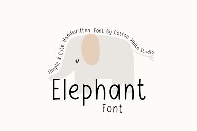Elephant Font Cotton White Studio 