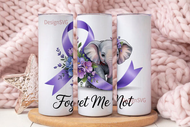 Elephant Forget-Me-Not 20oz Tumbler Wrap Sublimation DesignSVG 