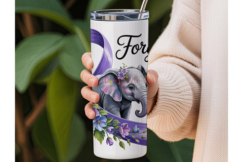 Elephant Forget-Me-Not 20oz Tumbler Wrap Sublimation DesignSVG 