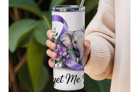 Elephant Forget-Me-Not 20oz Tumbler Wrap Sublimation DesignSVG 