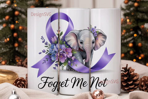 Elephant Forget-Me-Not 20oz Tumbler Wrap Sublimation DesignSVG 