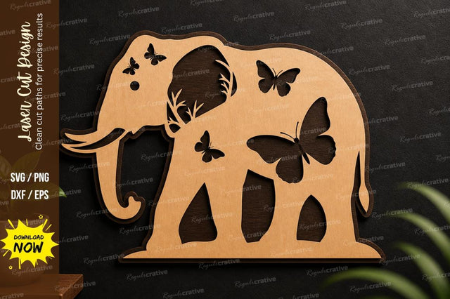 Elephant Laser Cut Wall Art File SVG Regulrcrative 