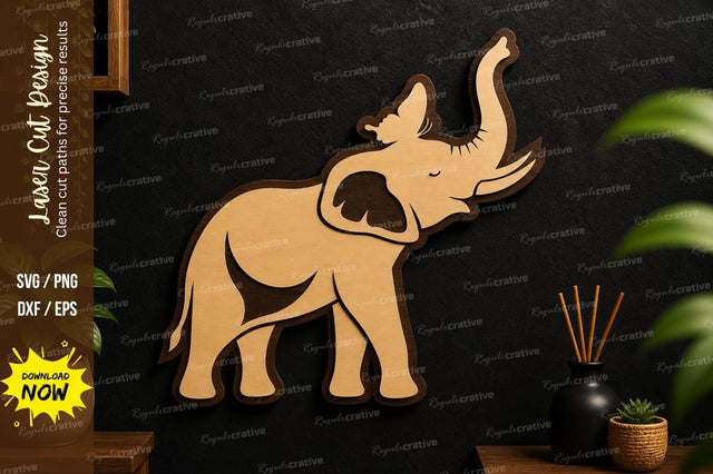 Elephant Laser Cut Wall Art File SVG Regulrcrative 