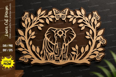 Elephant Leaf Frame Laser Cut SVG Regulrcrative 
