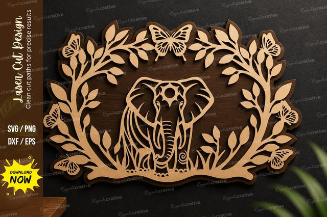 Elephant Leaf Frame Laser Cut SVG Regulrcrative 