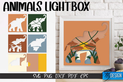 Elephant Lightbox SVG Design | Paper Cut Design | SVG File SVG Fly Design 