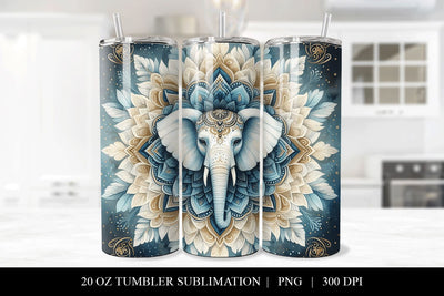 Elephant Mandala 20oz Tumbler Sublimation Design Sublimation BijouBay 