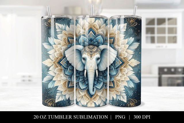 Elephant Mandala 20oz Tumbler Sublimation Design Sublimation BijouBay 