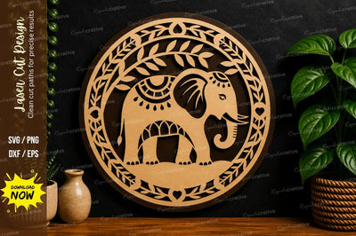 Elephant Mandala Circle laser cut svg File SVG Regulrcrative 