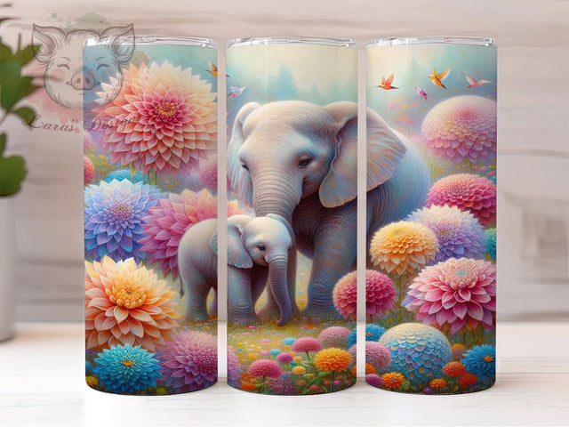Elephant Mom and Baby Tumbler, Mom and Baby Tumbler, Animal Tumbler, 20oz Sublimation, Family Tumbler, Cute Tumbler Design, Mother and Child Tumbler Sublimation Lara' s Designs 