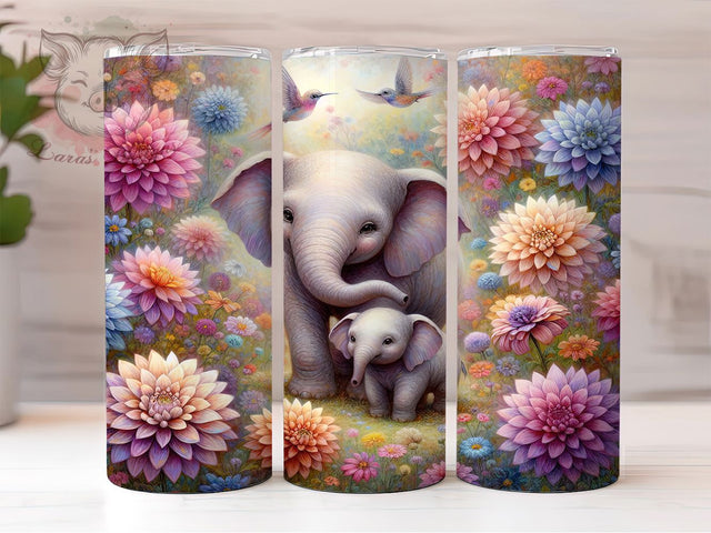 Elephant Mom and Baby Tumbler, Mom and Baby Tumbler, Animal Tumbler, 20oz Sublimation, Family Tumbler, Cute Tumbler Design, Mother and Child Tumbler Sublimation Lara' s Designs 