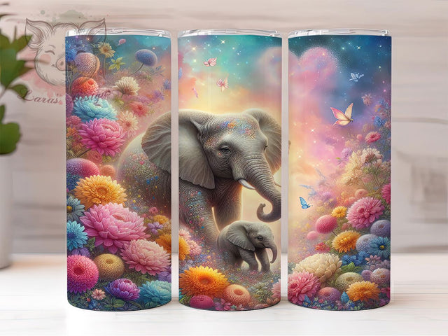 Elephant Mom and Baby Tumbler, Mom and Baby Tumbler, Animal Tumbler, 20oz Sublimation, Family Tumbler, Cute Tumbler Design, Mother and Child Tumbler Sublimation Lara' s Designs 