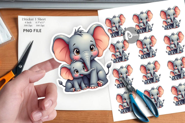 Elephant Mother's Day Sticker Sublimation artnoy 