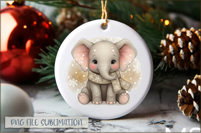 Elephant My First Christmas Ornament PNG Sublimation Shetara Begum 