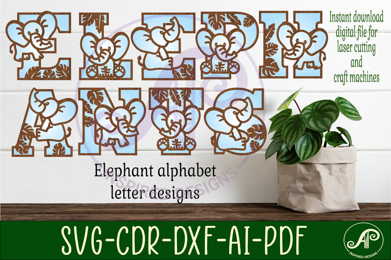 Elephant name letters alphabet set x 45 SVG APInspireddesigns 