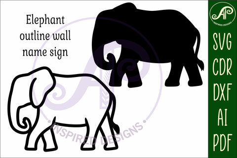 Elephant outline two layer name wall sign SVG APInspireddesigns 