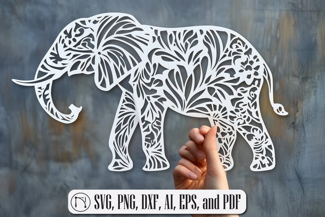 Elephant Paper Cut Laser Cut Template SVG MD JOYNAL ABDIN 