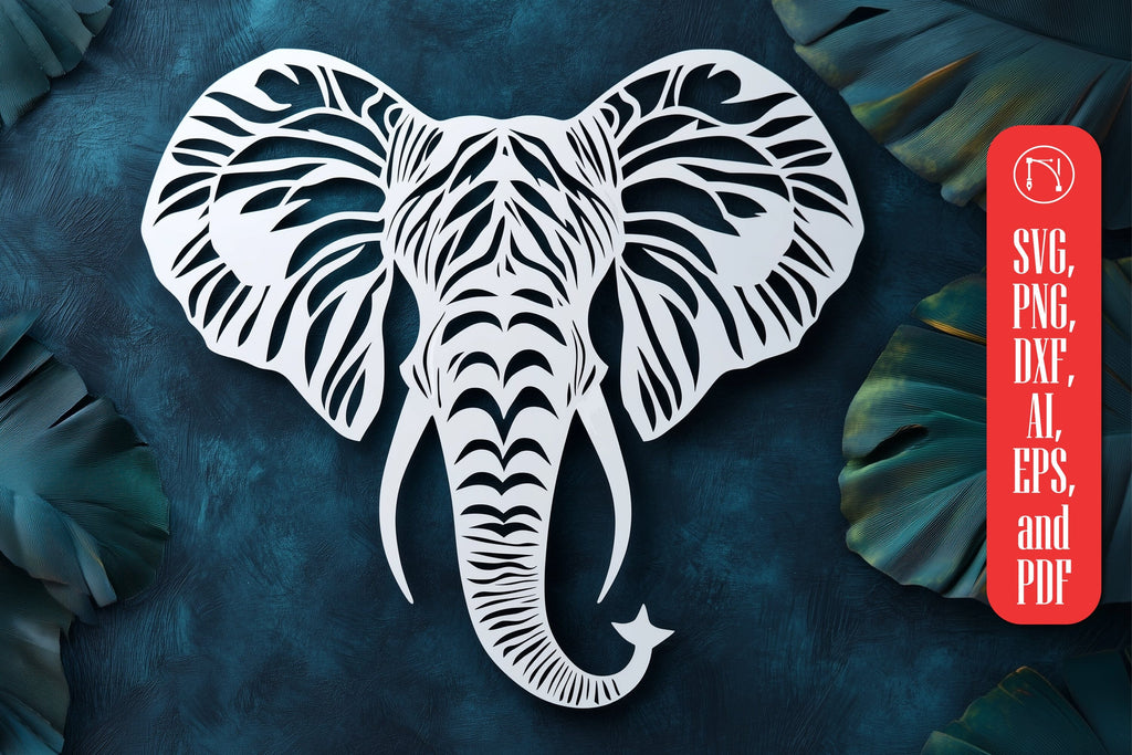 Elephant Paper Cut Laser Cut Template - So Fontsy