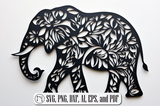 Elephant Paper Cut Laser Cut Template SVG MD JOYNAL ABDIN 