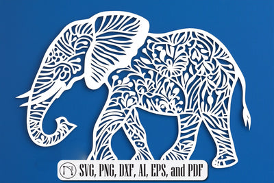 Elephant Paper Cut Laser Cut Template SVG MD JOYNAL ABDIN 
