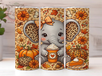 Elephant Pumpkin Latte 20oz Tumbler, Elephant Pumpkin, Pumpkin Latte, Elephant Tumbler, 20oz Tumbler, Latte Tumbler, Fall Tumbler, Tumbler Wrap Sublimation Lara' s Designs 