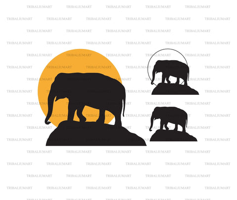 Elephant silhouette at sunset SVG TribaliumArtSF 