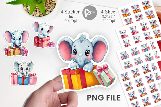 Elephant Sticker Gift Sublimation artnoy 