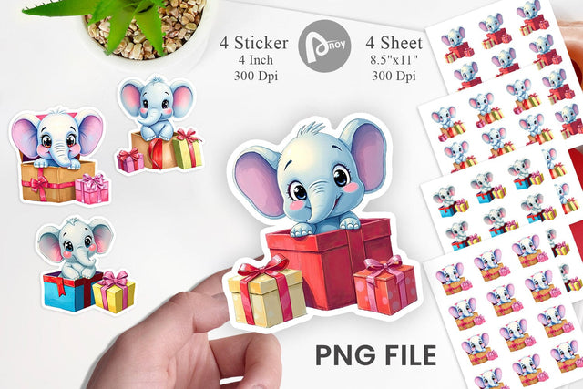 Elephant Sticker Gift Sublimation artnoy 