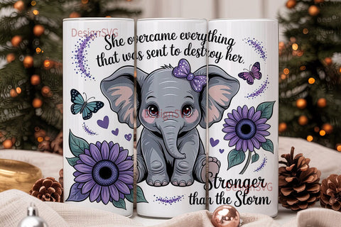 Elephant Sunflower Butterfly Tumbler Sublimation DesignSVG 