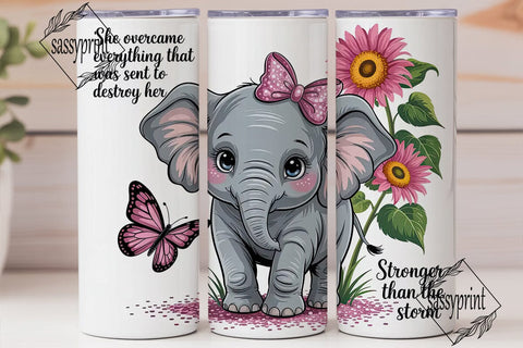 Elephant Sunflower Tumbler Wrap Sublimation sassyprint 