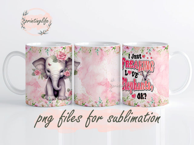 Elephant Tumbler 20oz Cute Animal Gift for Women, Girls Who Freaking Love Elephants Lovers Mug Wrap Design, Instant Digital Design Download Mug Wrap Design, Mug Design PNG Sublimation PrintingLife 