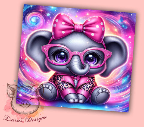 Elephant Tumbler, Cute Animal Design, Safari Drinkware, 20oz Tumbler, Sublimation Wrap, Unique Gifts, Baby Shower Gifts Sublimation Lara' s Designs 