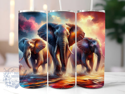 Elephant Watercolor 20 oz Skinny Tumbler Sublimation Design Digital Download Png Instant Digital Only, Elephant Watercolor Tumbler Wrap Sublimation ToriDesigns 