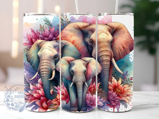 Elephant Watercolor 20 oz Skinny Tumbler Sublimation Design Digital Download Png Instant Digital Only, Elephant Watercolor Tumbler Wrap Sublimation ToriDesigns 