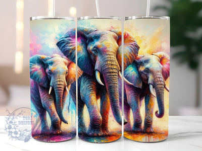 Elephant Watercolor 20 oz Skinny Tumbler Sublimation Design Digital Download Png Instant Digital Only, Elephant Watercolor Tumbler Wrap Sublimation ToriDesigns 