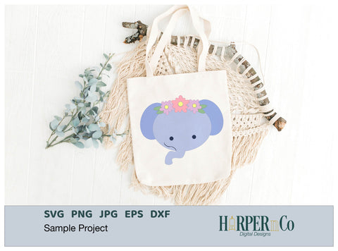 Elephant with Bows and Flowers SVG PNG Cut EPS File SVG HarperNCo 