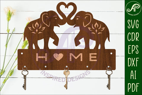 Elephants Key holder designs for wood and metal SVG APInspireddesigns 
