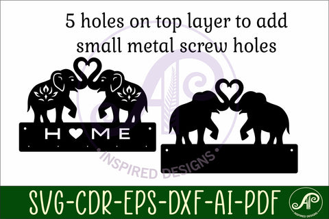 Elephants Key holder designs for wood and metal SVG APInspireddesigns 