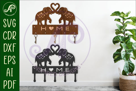 Elephants Key holder designs for wood and metal SVG APInspireddesigns 