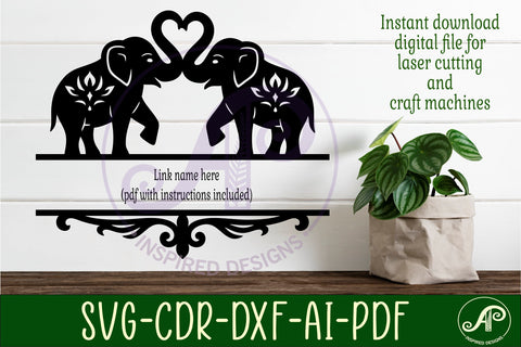 Elephants personalized name sign laser cut SVG APInspireddesigns 